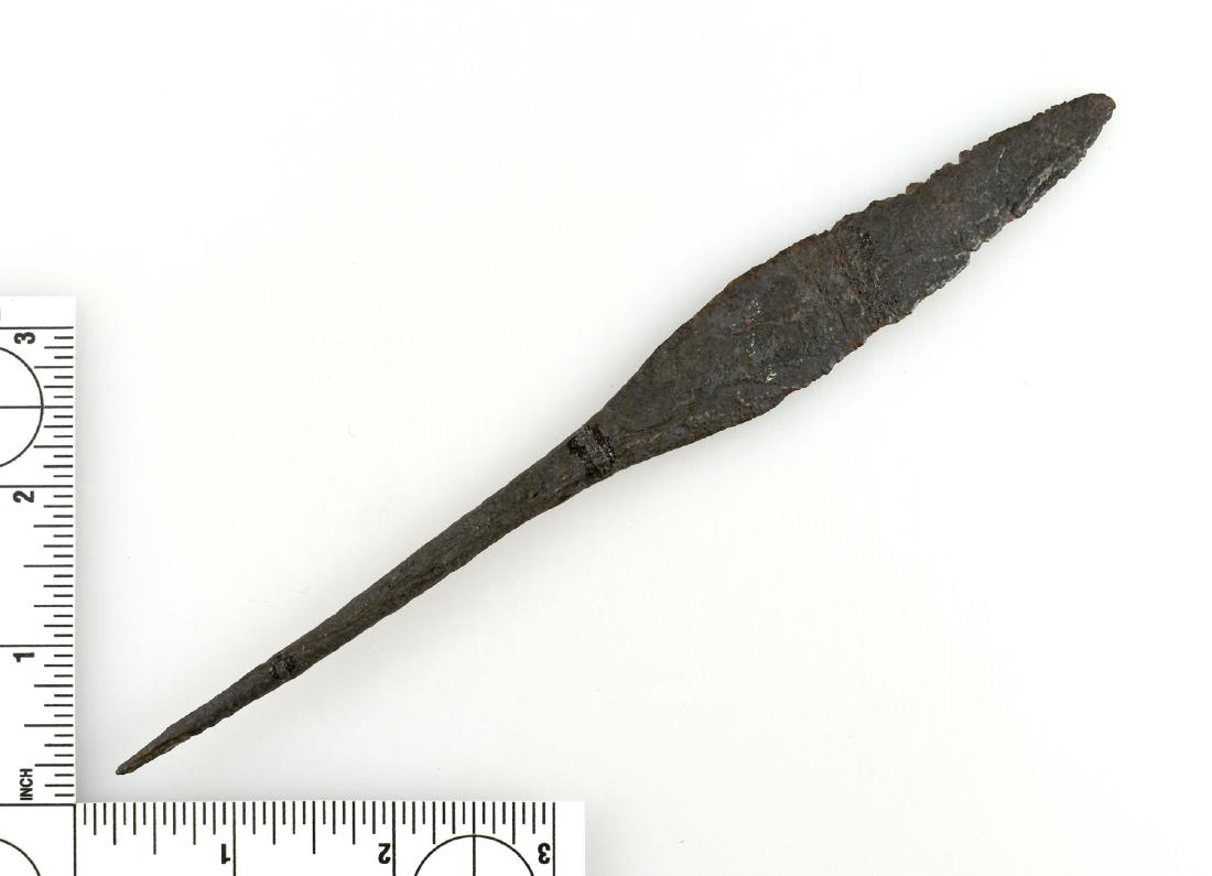 7 3/4" Old Copper Culture Spear: Nice Rattail Spear from Dane Co., Wisconsin. Ex - Lincoln B. Smith Collection.