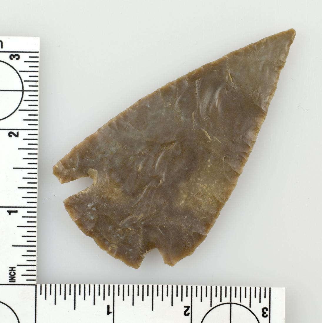 3 13/16" Castroville - Rogers COA: Nice example from Kendall Co., Texas. Wafer thin. Approx 3/16" thick. Ex - Meyer Collection. Rogers COA. Well patinated Chert.