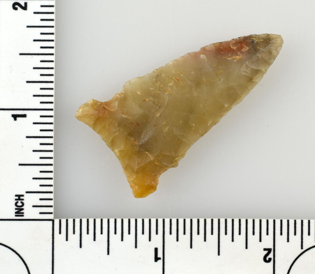 1 15/16" San Patrice Variant: Nice example in Novaculite from Arkansas. Ex - Meyer Collection.