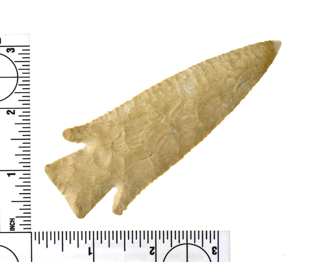 4 5/16" G-10+ MUSEUM Grade Hardin - Putty COA: Fantastic example from Fulton Co., Illinois formerly of the William Sidell and Smith Collections. Putty COA. About as good as they get! Burlington Chert.
