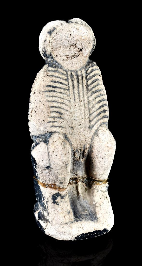 3 7/8" Roman Pottery Figurine - Repaired: Nice example from Central Europe. Ex - Travis Collection.