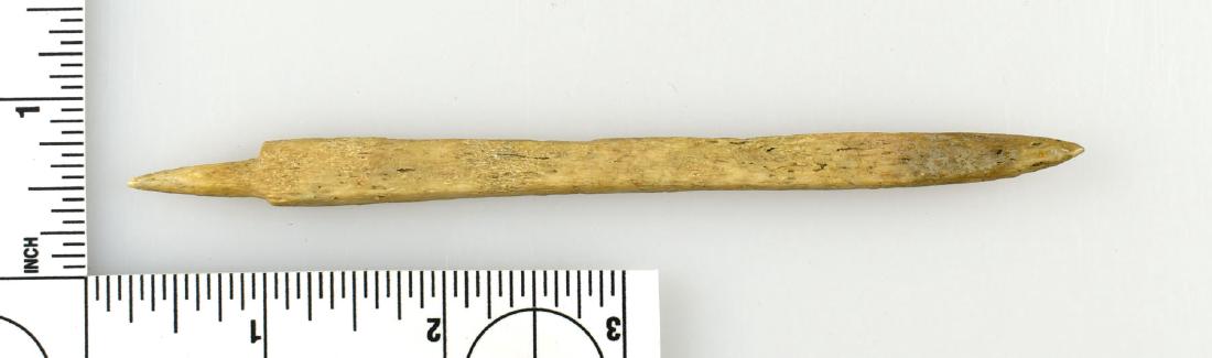 5 5/16" Bone Inuit Spear: Slender example from Alaska. Ex - Lincoln B. Smith Collection.