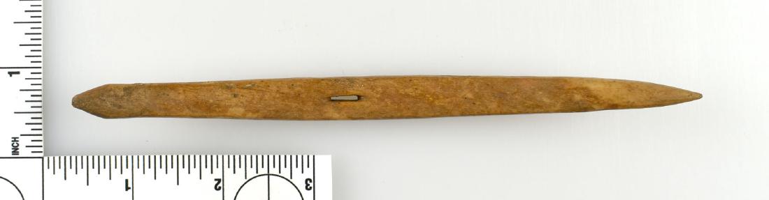 6 1/2" Inuit Net Weaving Pick: Great example made from bone used to weave netting or possibly stitch leather.