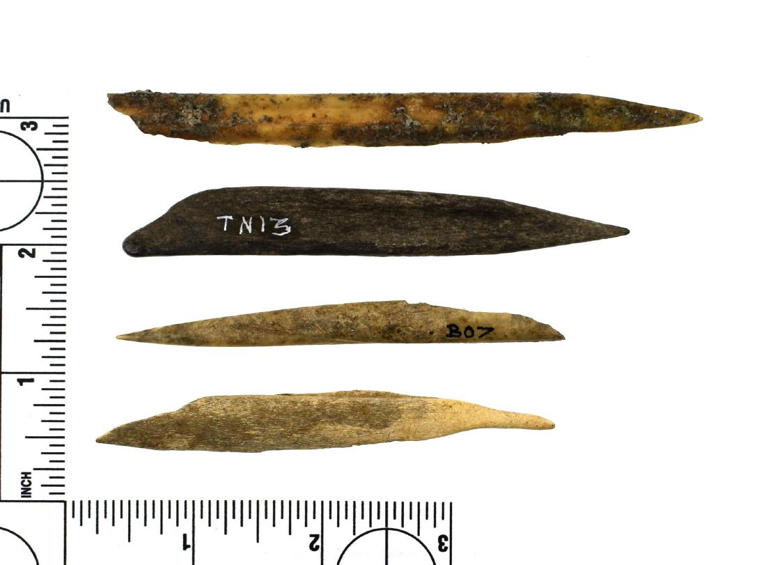 4 Fort Ancient Bone Awls: Nice assortment from Ohio. Ex - Cummins, Lincoln Smith Collections