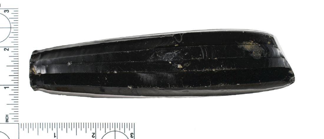 6 3/8" Mayan Obsidian Core: Exceptional long bladelets were removed from this example. Ex - Meyer Collection. Mexico.