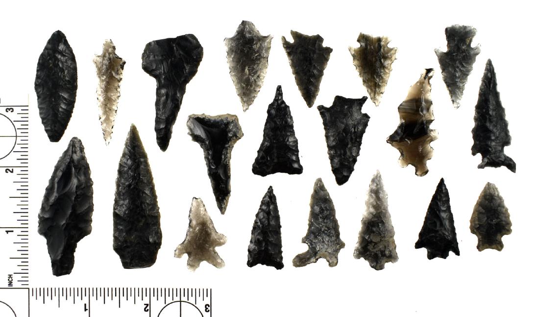 Fantastic Assortment of Obsidian Points: Lake Co., Oregon. Obsidian.