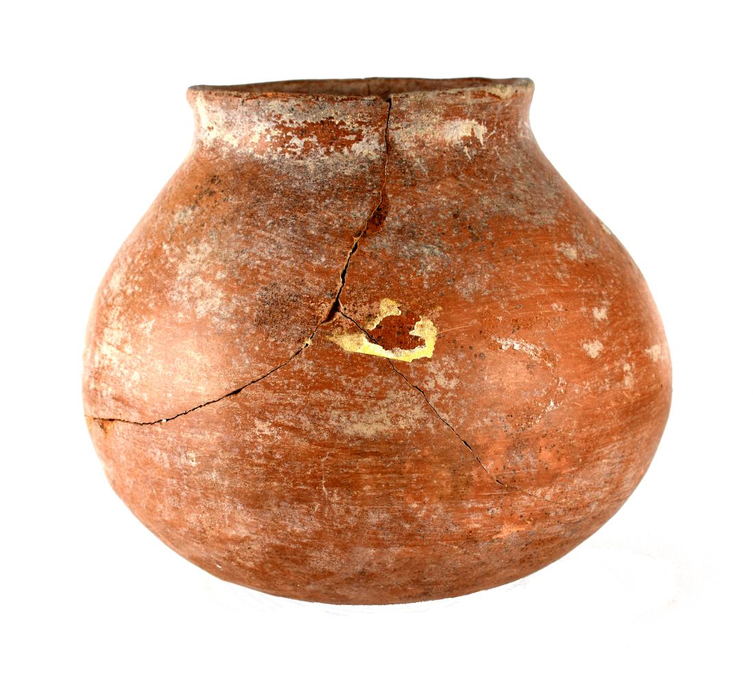 6-3/4"x 6" Caddo Redware Pot - *REPAIRED: Excellent mineralization all over this piece from the Moon Collection. Oklahoma.