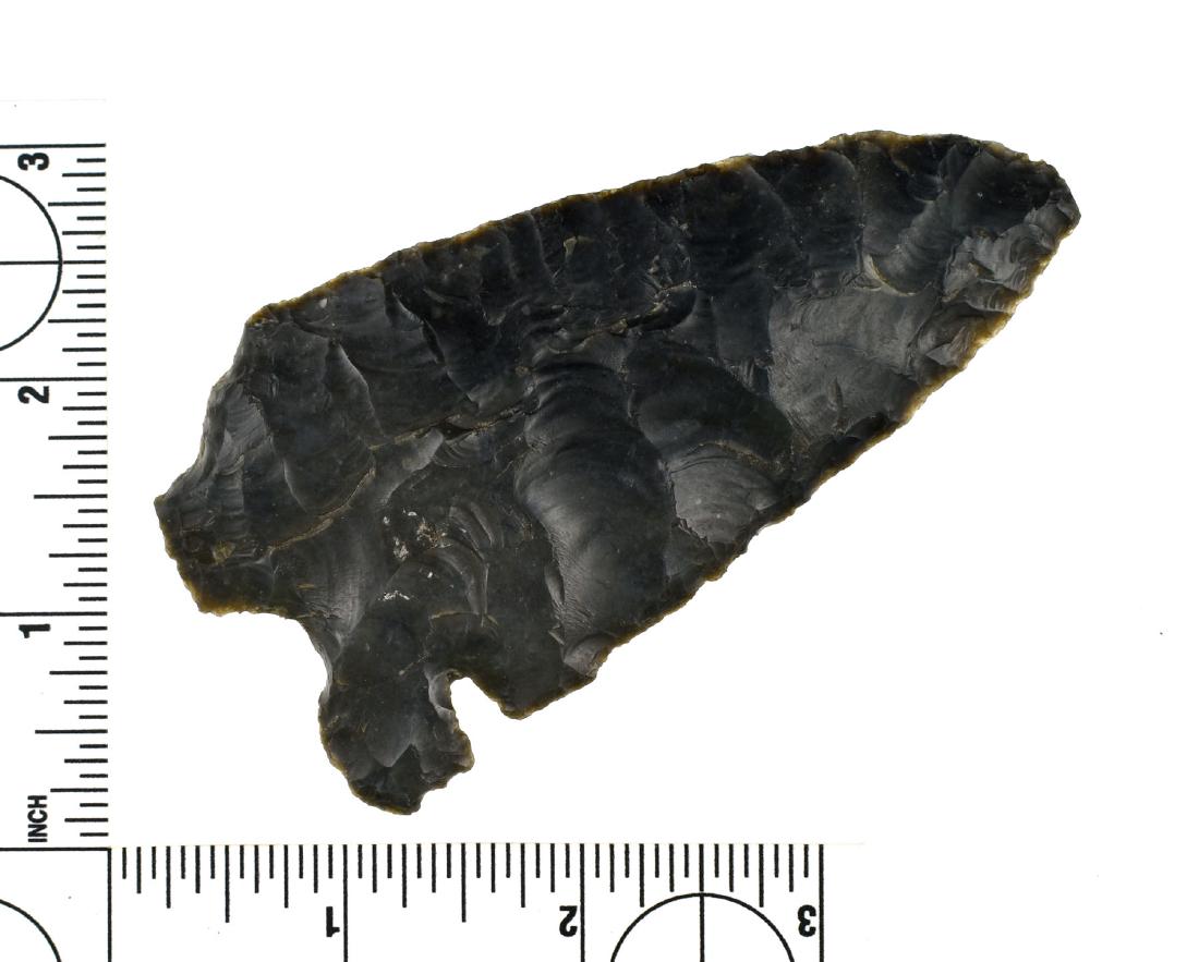 4 1/16" Corner Tang Knife - Rogers, Motley COA: Nice example found near the San Gabriel River in Williamson Co., Texas. Ex - Charles Crimp, Walley, and Meyer Collections. Rogers & Motley COAs. Georgetown Flint.