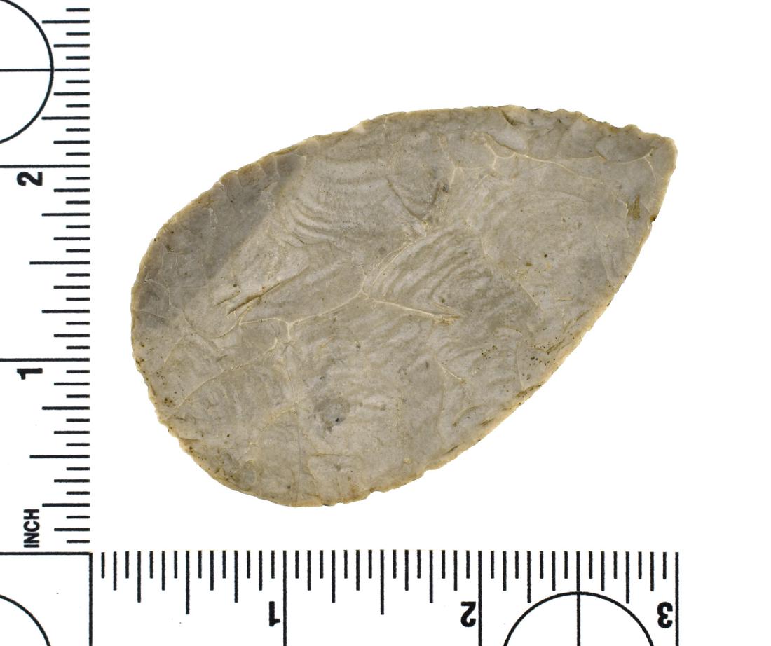 3" Hopewell Blade - Jackson G-9+ COA: Found by L. Northrup in Prospect Township in Marion Co., Ohio. Ex - Art Heaton, Meyer Collections. Flint Ridge Flint. Jackson G-9+ COA.