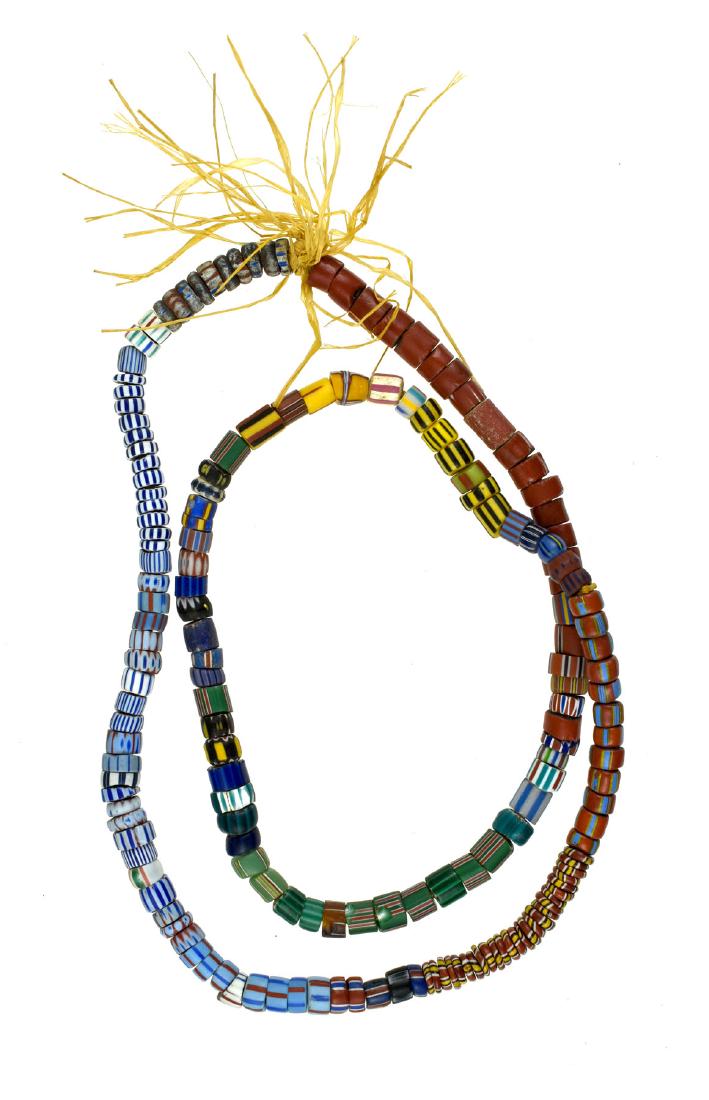 28" Trade Bead Necklace: Incredible variety of beads on this 'Christmas'-like strand from the Meyer Collection.