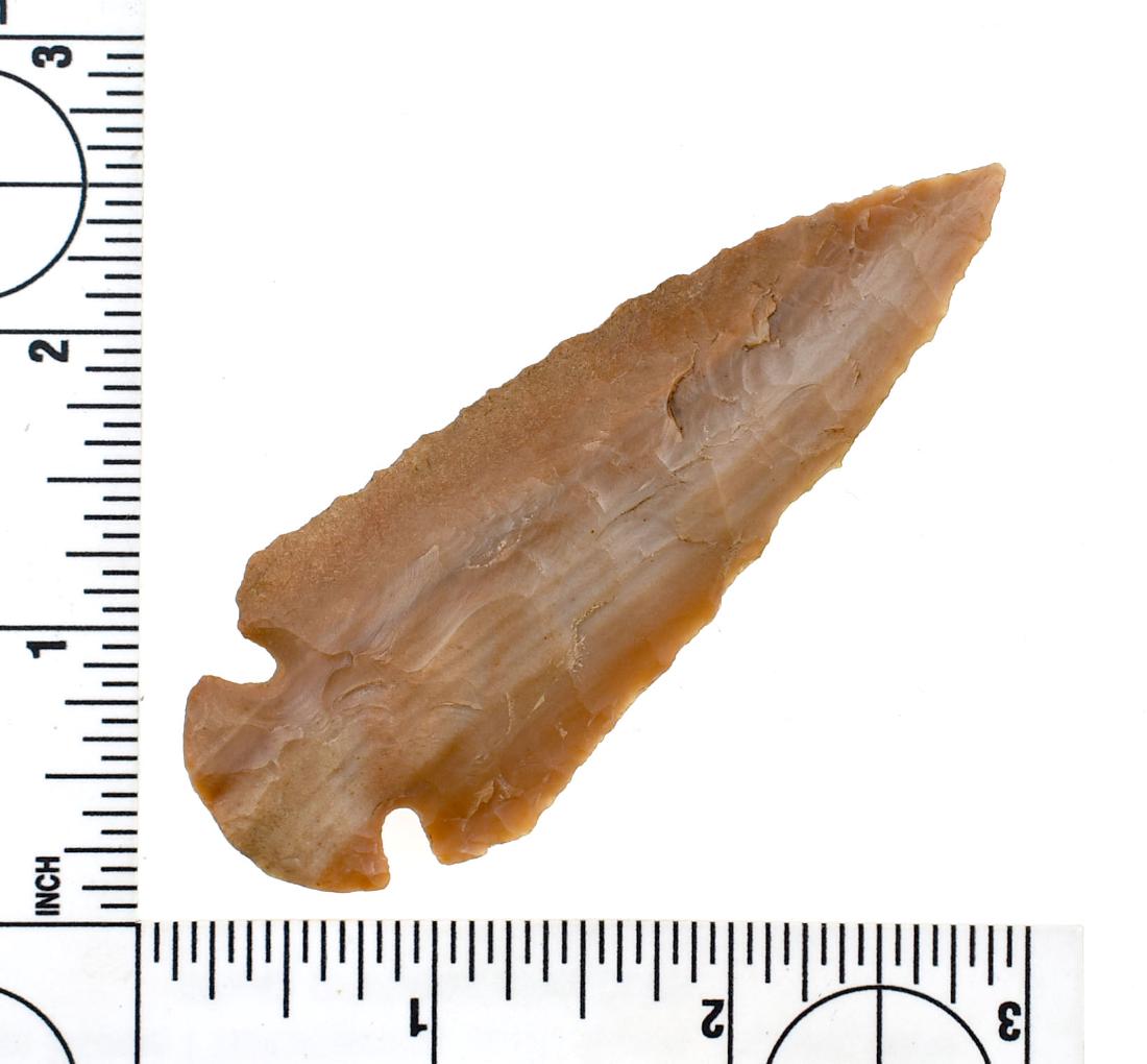 Super Pretty 3 1/2" Carter Cave Dovetail: Highly translucent and vertically streaked 'color to die for' bands of caramel, cream, red, and brown. They don't get much prettier. Bath Co., Kentucky. Ex- Jackson Collection.