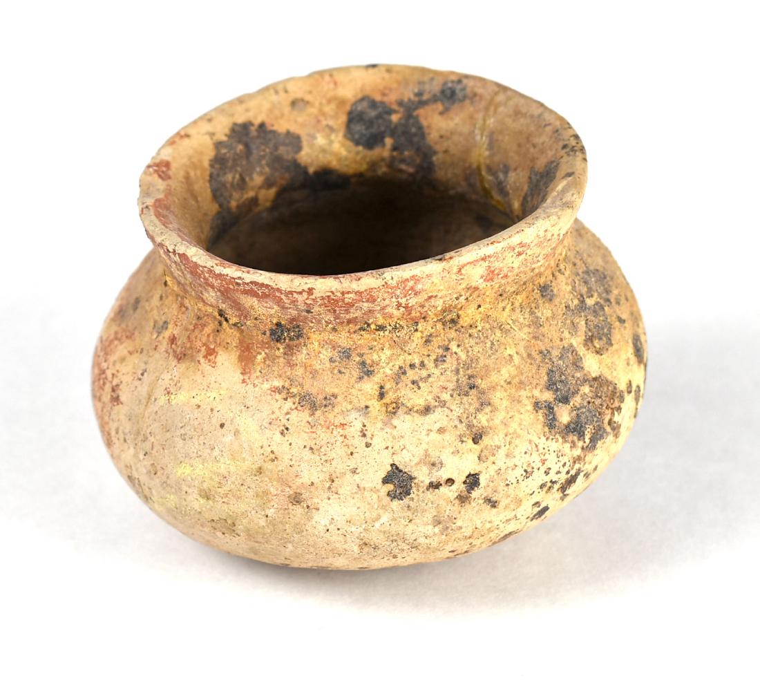 3 1/4" PreColumbian Pot - *Repaired: Excellent repaired example. Loaded with proper mineralization. Ex Meyer Collection.