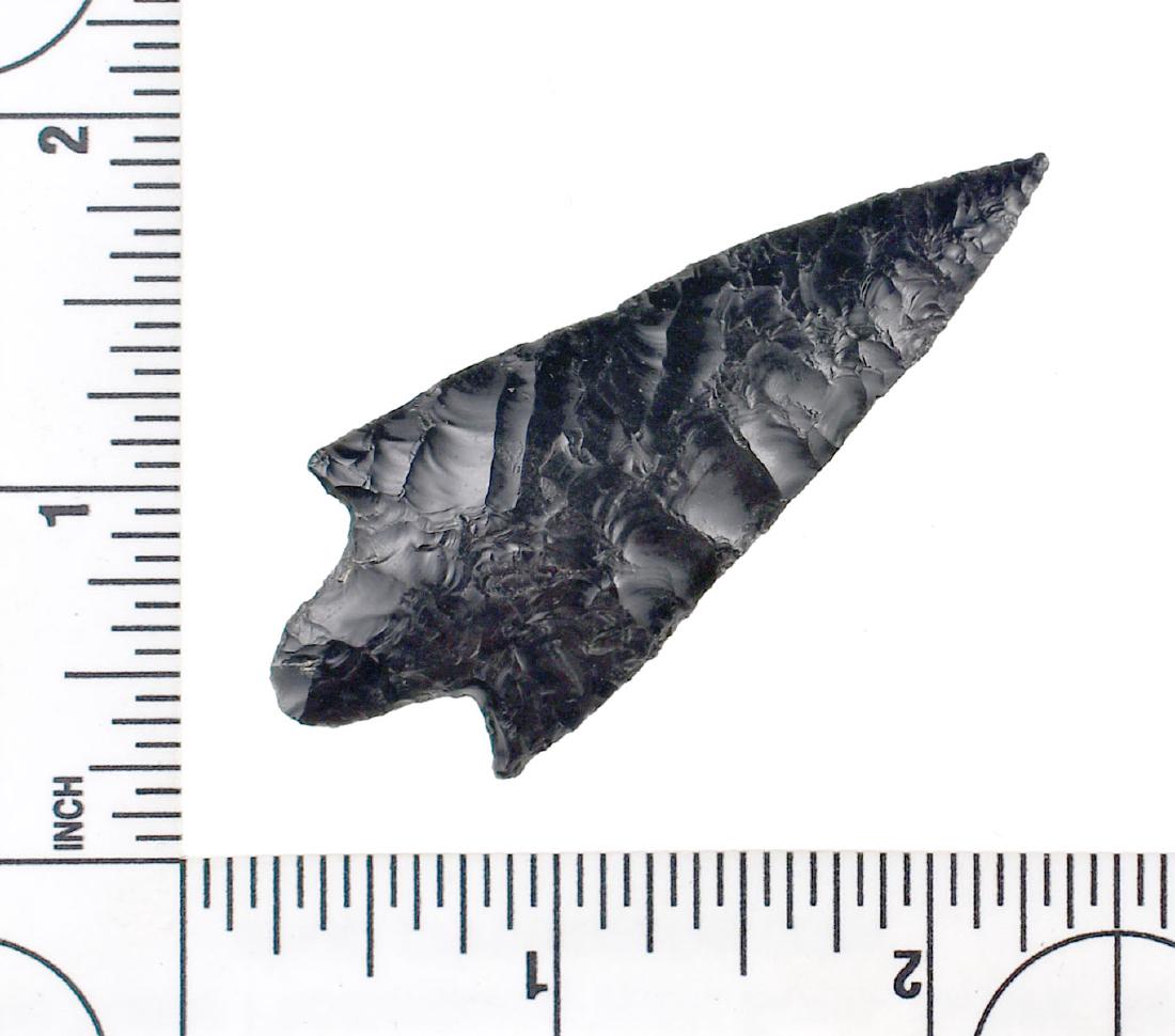 2 9/16" Gatecliff: Obsidian example formerly of the Gienger Museum Collection. Hart Lake, Oregon.