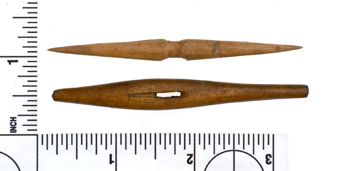 Inuit Bone Fishing Hook/Foreshaft: Ex - Lincoln Smith Collection. Point Hope, Alaska.