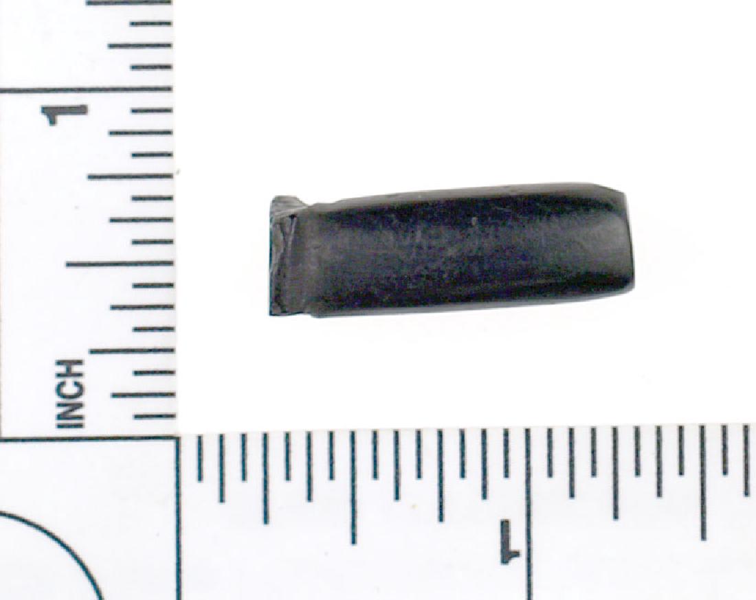 1 1/16" Inuit Lip Plug: Black Cannel Coal or Slate example collected by Lincoln Smith at Point Hope, Alaska.