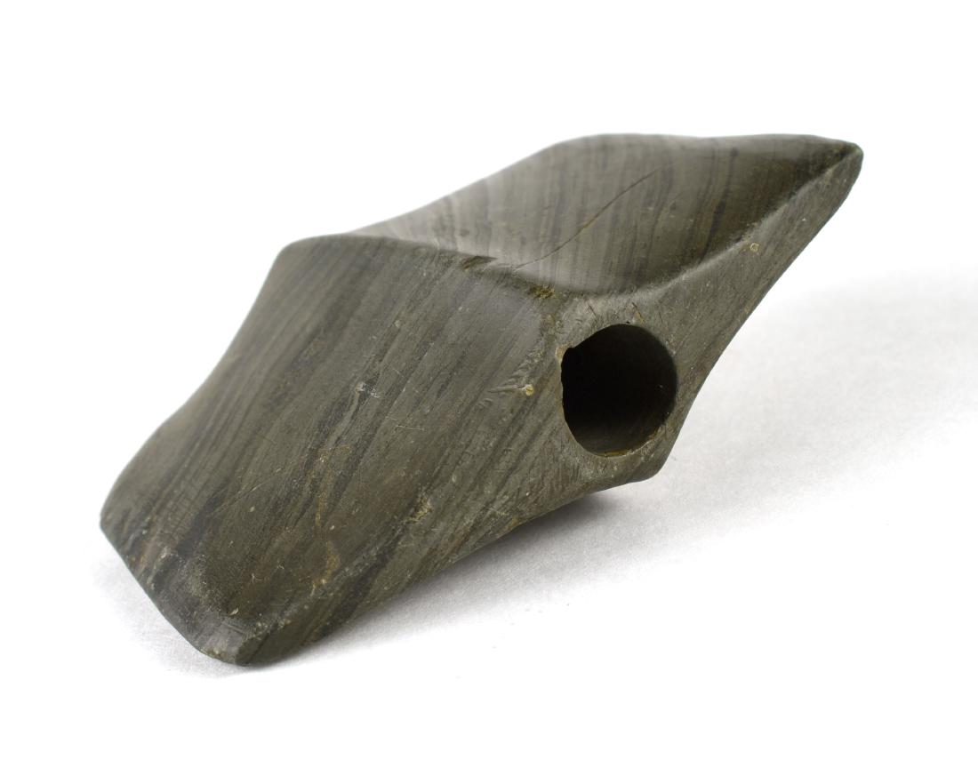 3 11/16" Winged Bannerstone - Bennett COA: Nice Green Banded Slate example from Southern Ohio formerly of the Jason Hanna Collection. Bennett COA.