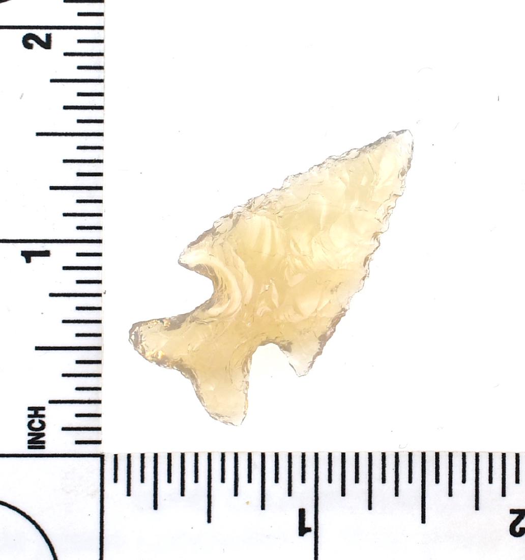 Beautiful 1 5/8" True Opal Arrowhead: Gorgeous blue and gold firey Opal corner notched arrowhead. Should be a piece of jewelry. Rare large Opal to begin with. No history. Age uncertain. Sold as 'decorartive'.