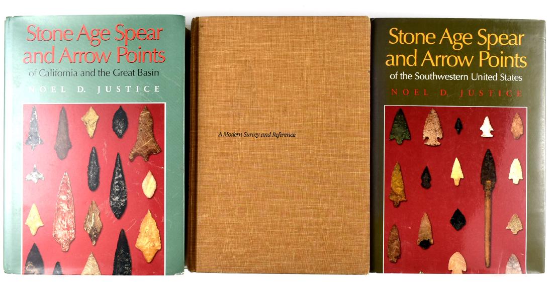 Complete Justice Typology Set: All Hardbound. _x000D_ Stone Age Spear and Arrow Points - _x000D_ Vol 1. - Of the Midcontinental and Eastern United States (dust jacket missing)_x000D_ Vol 2. - Of the Southwestern United States_x000D