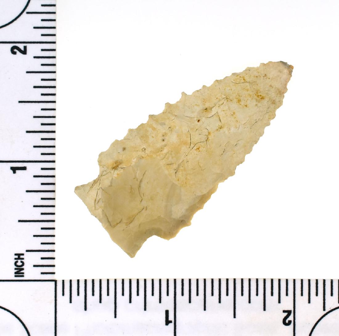 2 1/8" Kirk Stemmed - Partain COA: Nice serrated point from Florida. Ex - Meyer Collection. Partain COA
