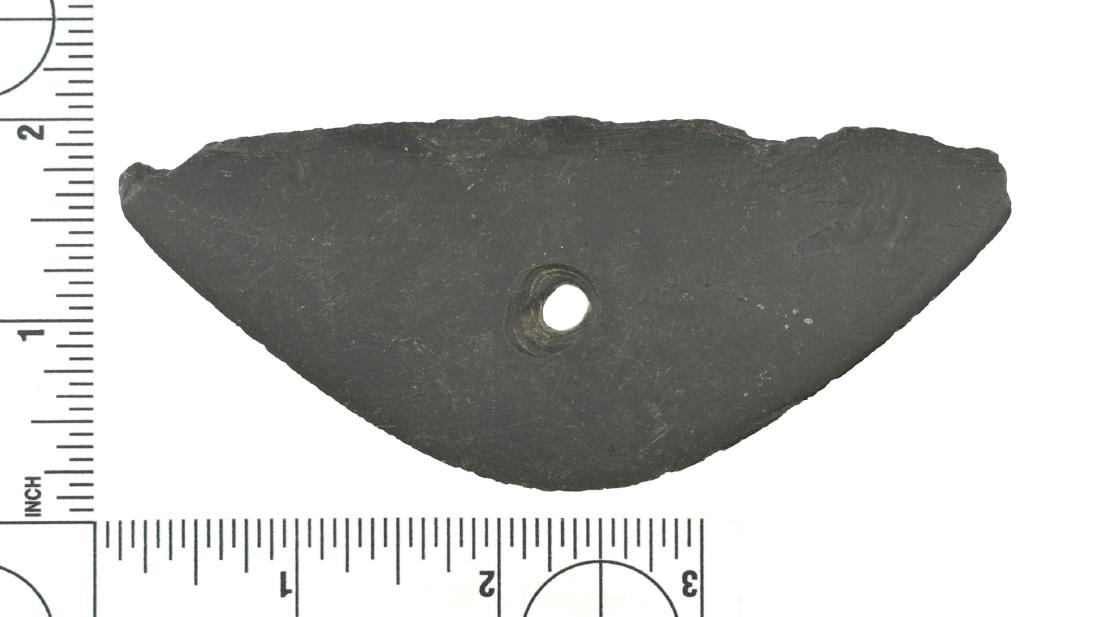 4 3/8" Alaskan Ulu Blade: Nice Black slate blade from the Lincoln Smith Collection and collected at Copper Valley, Alaska.