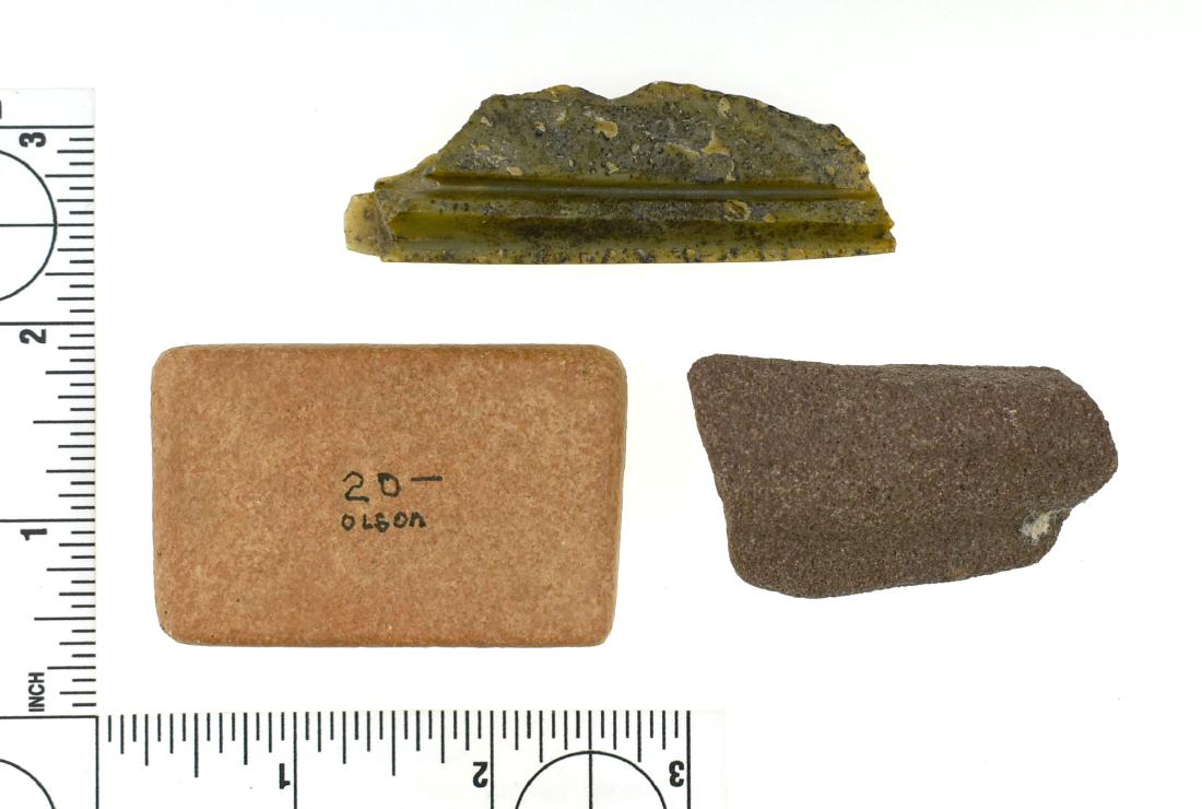 3 Shaft Straighteners: Trio of nice shaft straighteners, two in sandstone and one in Jade. Alaska.