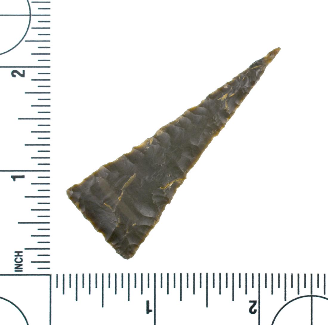 2 1/2" Triangle: Well made triangle from the Meyer Collection. Brown high grade flint. Midwestern Type.