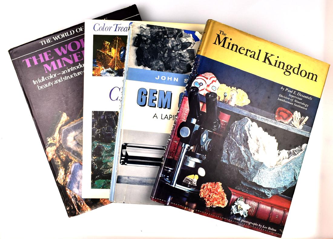 4 books on Gems and Minerals: The Mineral Kingdom; Gem Cutting; Colour Treasury of Crystals; The World of Minerals
