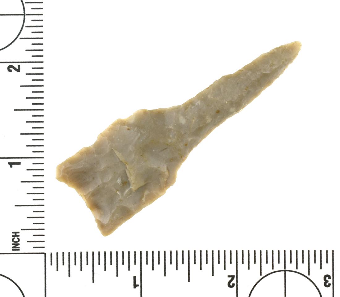 2 7/8" Angostura Drill: Nice example in high grade Edwards Plateau Chert. Ex Lincoln Smith Collection.