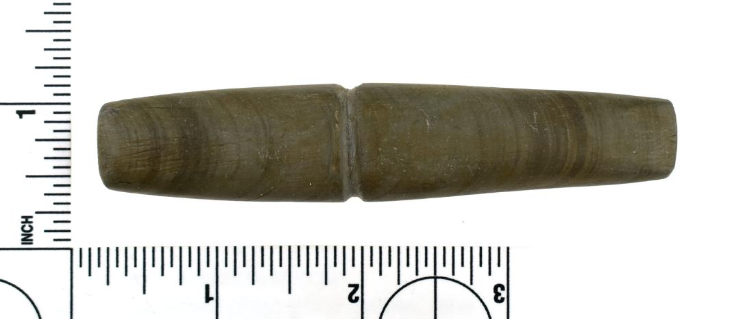 Fine 4" Banded Slate Bar Weight - Jackson G-10 COA: Superb form with concentric banding and great eye appeal. From an Old Fayette County, Kentucky collection. Jackson G-10 COA.