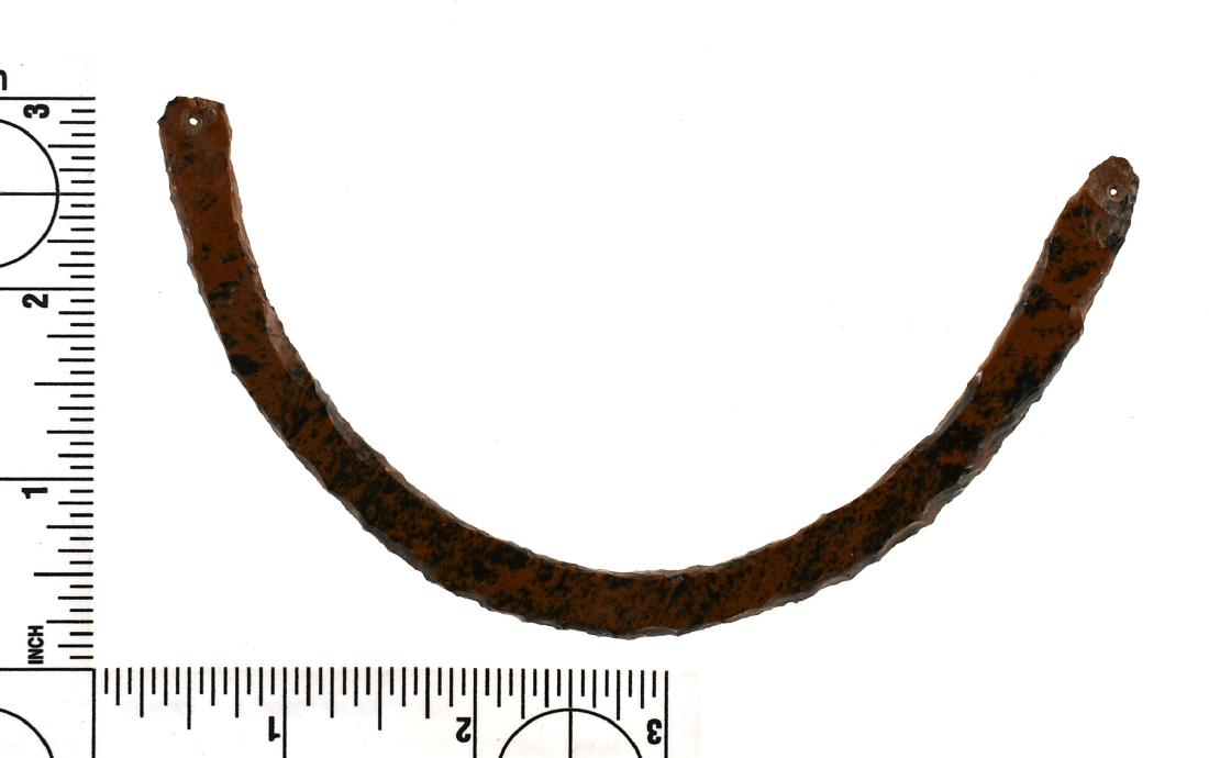 5 1/8" Mixtec Obsidian Gorget: Mahogany obsidian example from Mexico. Nice!