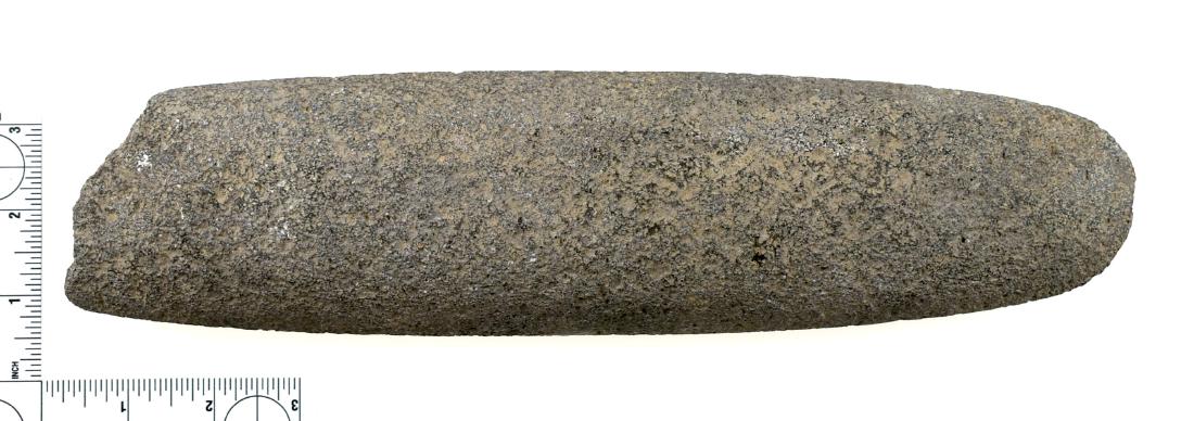 12 1/2" Mano: Narrow tapered example in volcanic stone. Ex Meyer collection.