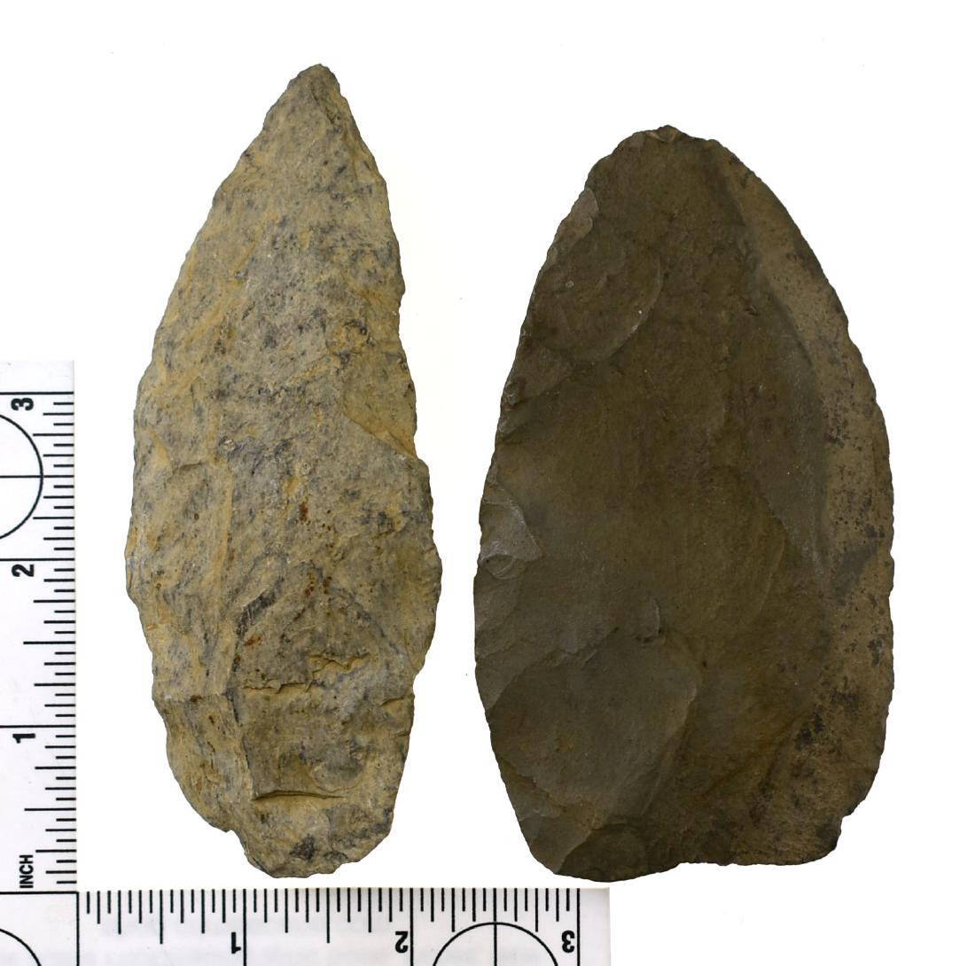 Pair of Large Blades: 4.5"+ on this pair of blades from the Bruce Meyer Collection. Material suggests Appalachian Origin.