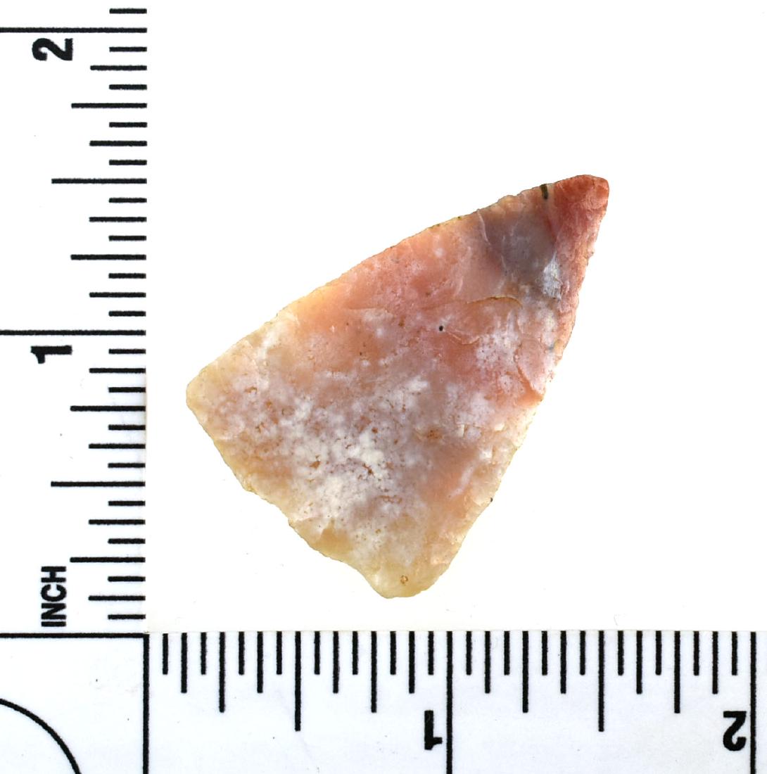 1 9/16" Agate Triangle: Central texas example with great color. Ex Janitschek Collection.