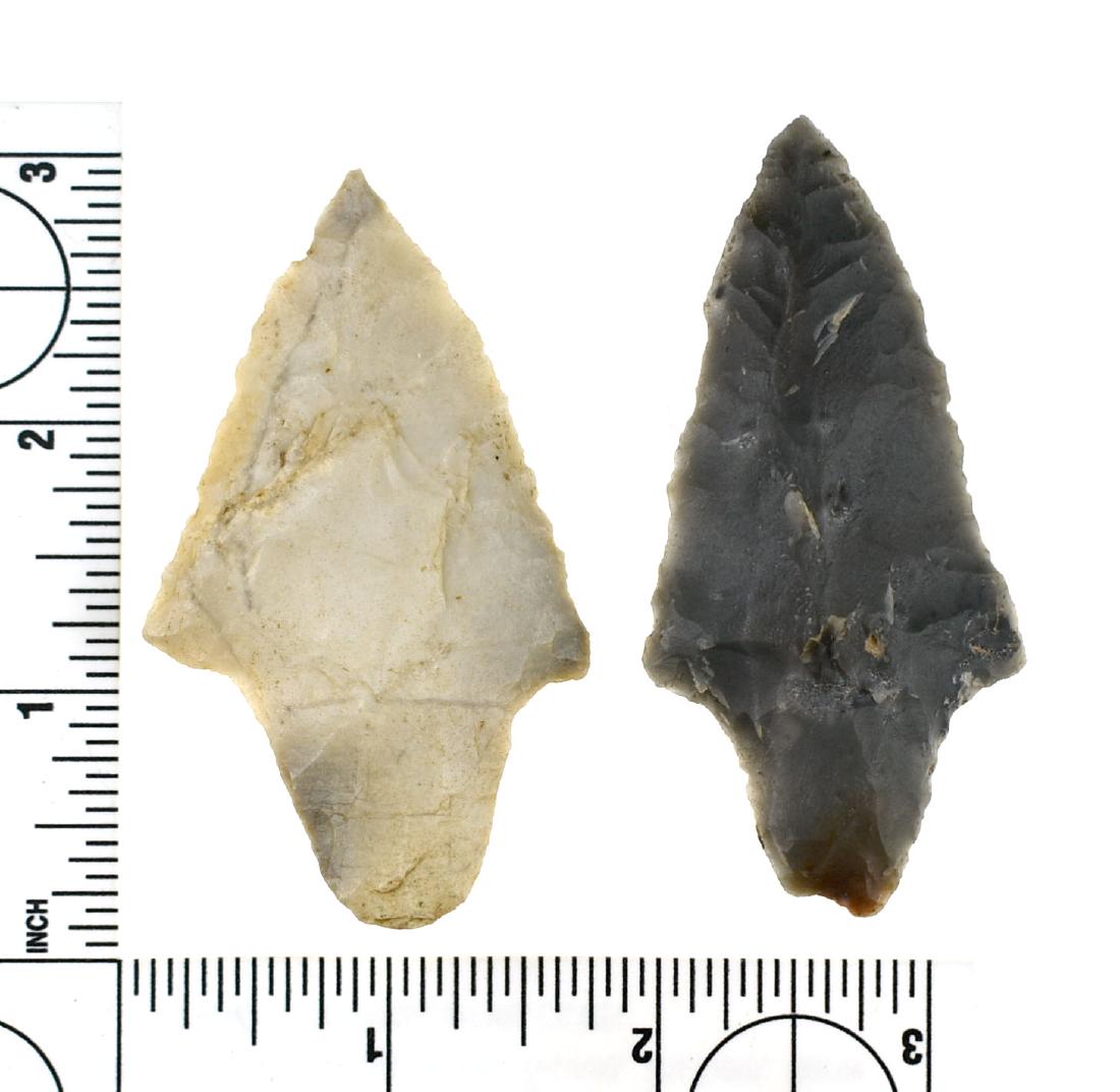 Pair of Semi-Translucent Novaculite Gary Points: 3" & 2 13/16". Both found in Arkansas.