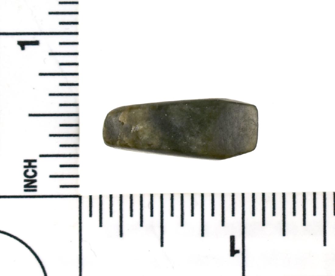 Super Rare Jade Axe Effigy from The Holy Lands: Circa 100 A.D. Effigy Chisel / Celt / or Axe. Beautiful Jade piece polished over its entirety. Reported found in the Holy Lands. How it ended up there is anybody's guess but that is the provenance tha