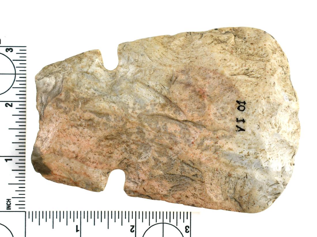 4 3/4" Reproduction Flint Hoe: Buffed example. Reproduction.