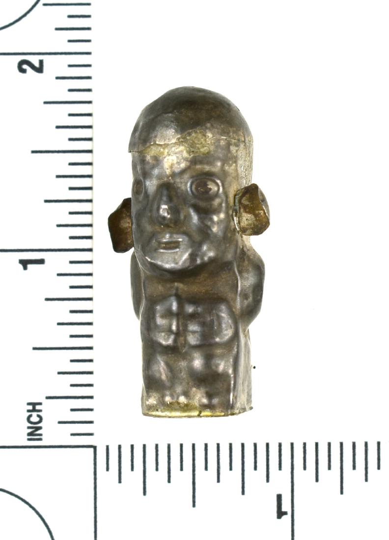 1 5/8" Incan Silver Effigy Bead: Incredible Prehistoric Silver effigy bead from Pisac, Peru and found in 1960. XRF assessment of this artifact at 75%+/- silver content. 2.8grams. Ex California Collection.
