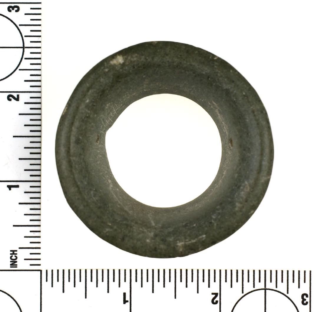 57mm Mayan Earspool: Very pretty greenstone example from a Private California Collection. Southern Mexico/Central American type.