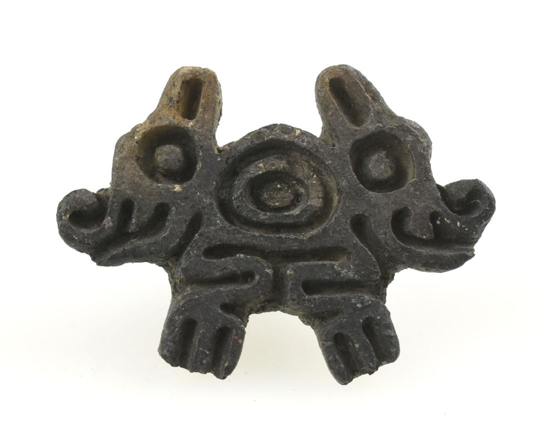 2" PreColumbian Pottery Stamp: Excellent double-headed Tapir stamp from a Private California Collection.