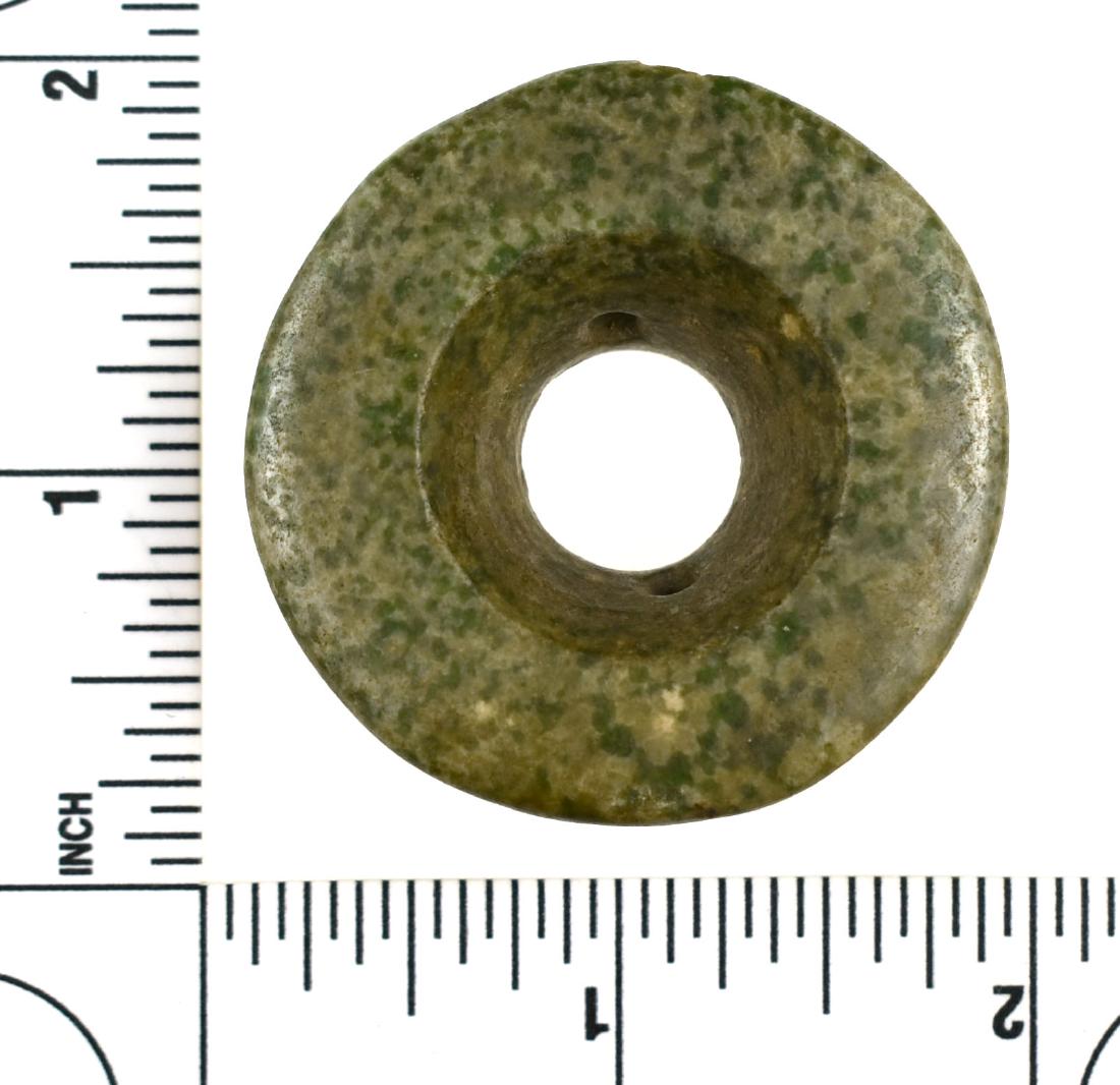 1 3/4" Mayan Jade Earspool: Nice example from Southern Mexico. Old collector tag. Ex California Collection.