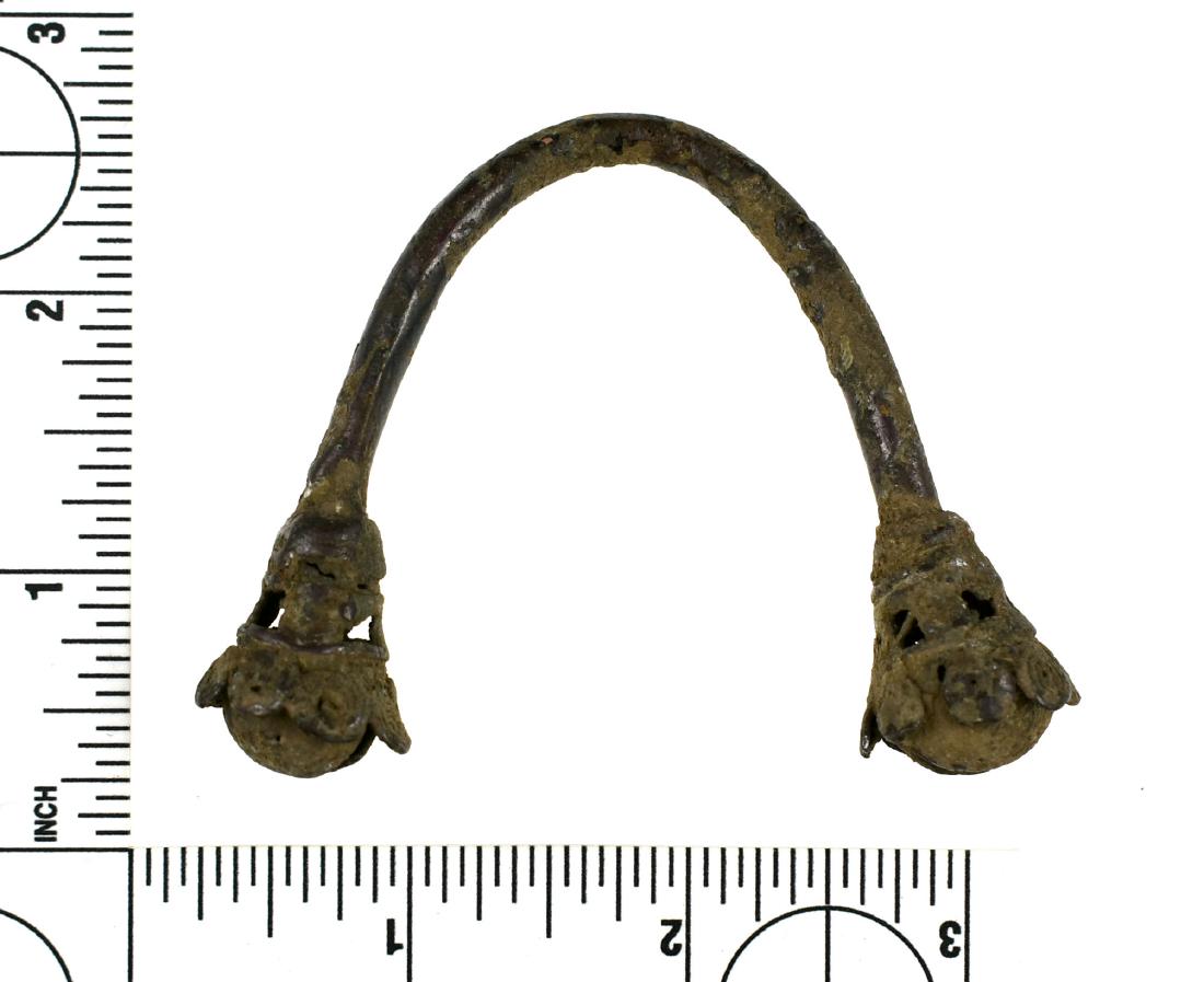 3 1/8" Incan Copper Bells: Pair of Bells on this bangle from a Private California Collection.