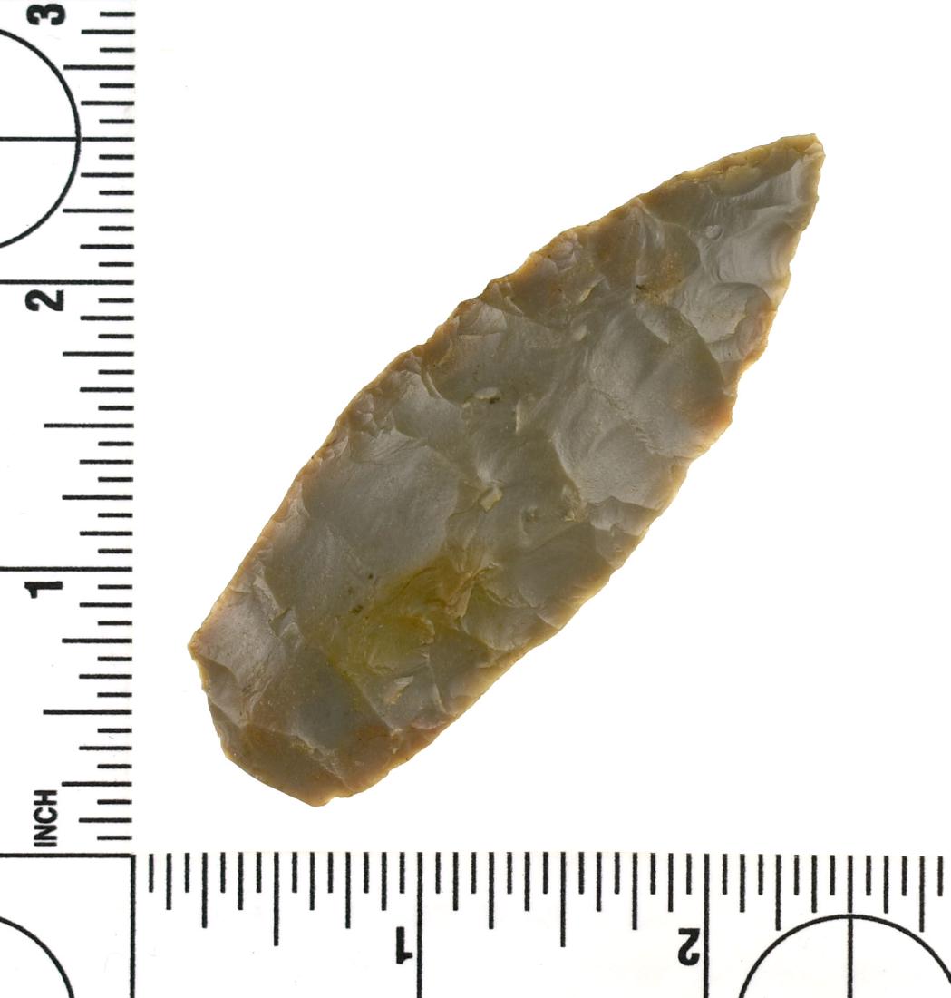 3" Carter Cave Agate Basin - Jackson COA: Well crafted and well patinated caramel and brown Carter. Found in Bath Co., Kentucky.Exceptionally rare type for the area. Big, broad, early flaking. Jackson COA.