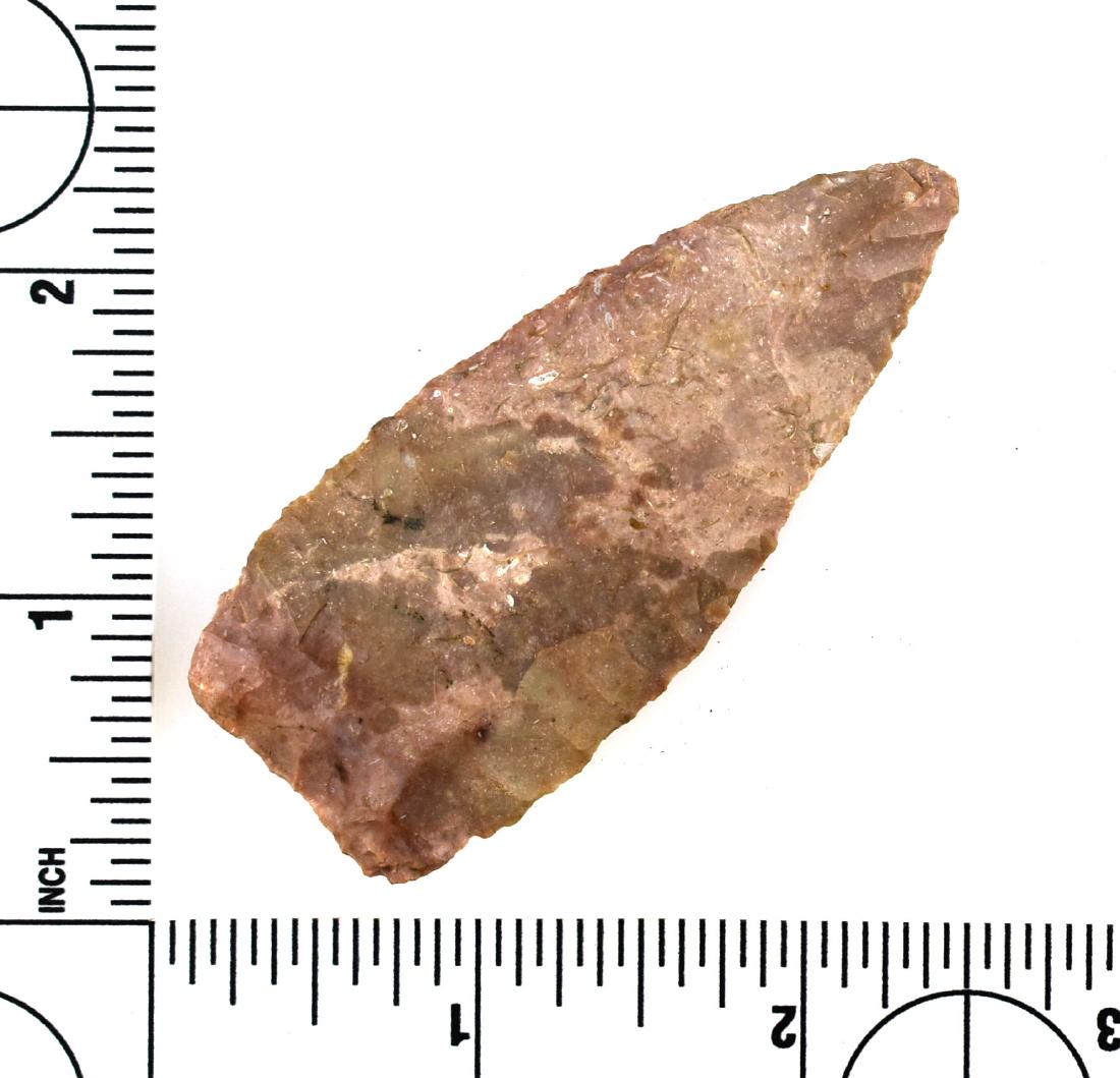 2 3/4" Archaic Knife: Nice pink Boyle chert example from Kentucky with great flaking.