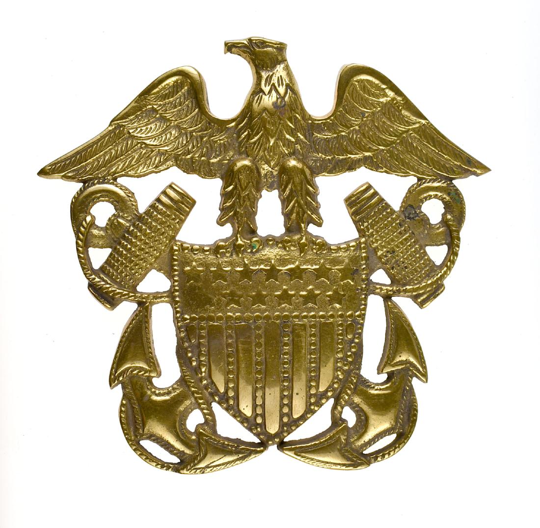 Brass Naval Emblem: 6.5" tall example for mounting on a door or wall.