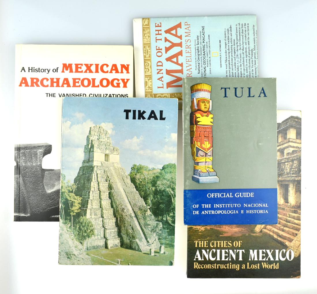 4 books on PreColumbian Archaeology: Including a map of prominent Mayan sites.