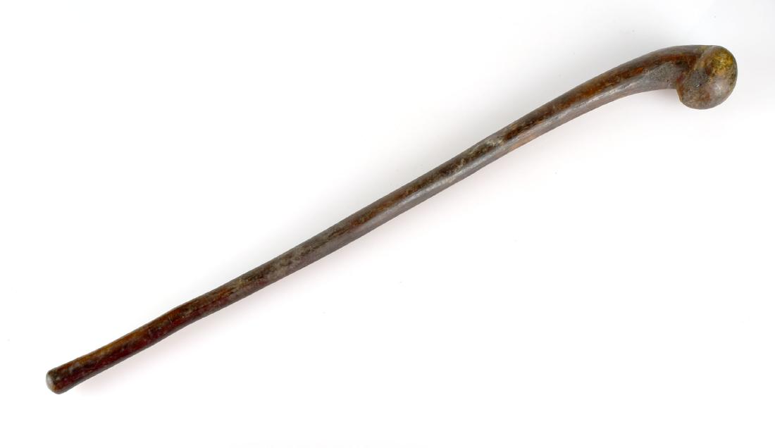 21 1/8" African Knobkerry War Club: Nice carved wooden club utilized by African tribes as weapons of war. 1800's example.