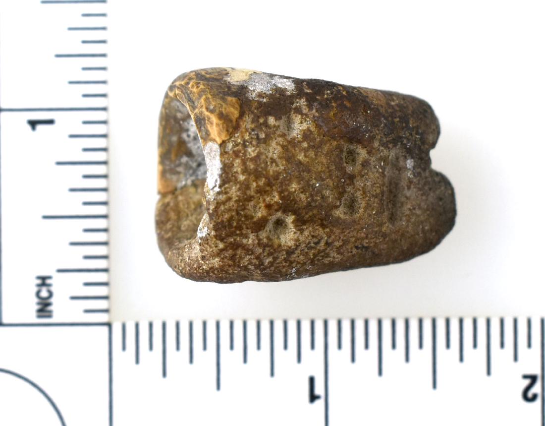 1 5/16" Effigy Pipe - *Restored: Unique pipe from the midwest - likely Fort Ancient, with multiple human/animal faces featured. Restoration to one portion of the rim of the bowl.