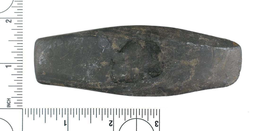 4 1/2" Undrilled Hopewell Expanded Center Gorget: Nice example from Darke Co., Ohio. Ex Frank Adell Collection.