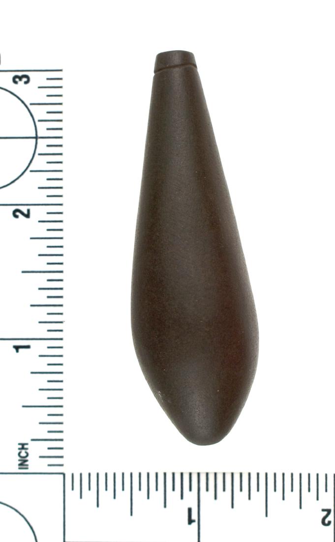 2 7/8" Hardstone Plummet: Nice brown hardstone example from an Ohio collection.