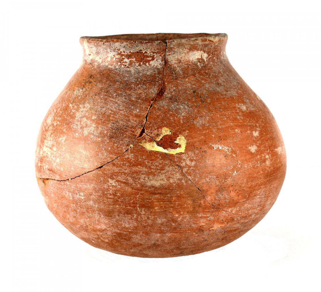 6-3/4"x 6" Caddo Redware Pot - *REPAIRED: Excellent mineralization all over this piece from the Moon Collection. Oklahoma.